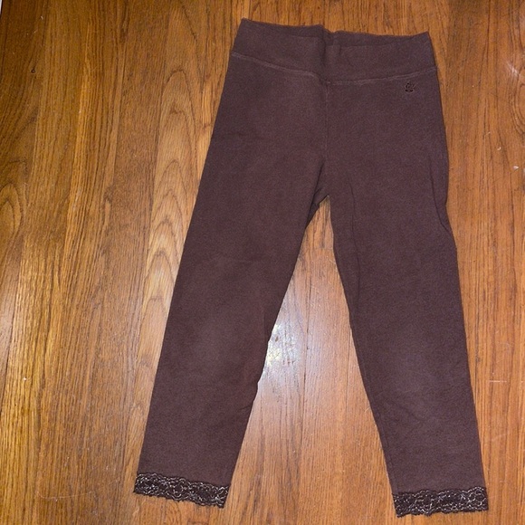 Limited too chocolate brown leggings lace 3/4 Y2K - Picture 1 of 2